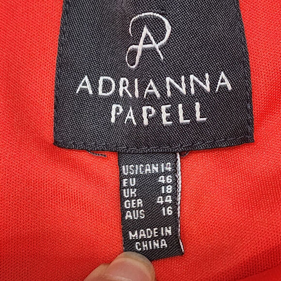 Adrianna Papell Women's Red Orange Piped Structured Lace Cocktail Dress Sz 14 - Picture 5 of 8